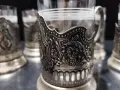 Руски посребрени стакани подстакани мнц, снимка 4