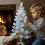 Елегантна елха в бял и син цвят 60 см – Стилна празнична декорация, снимка 6