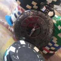 NOUSEG винтидж джобен кварцов часовник с римски цифри+ верижка , снимка 6 - Джобни - 41227257