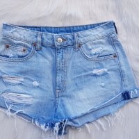 Къси дънкови панталони H&M с висока талия размер S, снимка 6 - Къси панталони и бермуди - 40998268