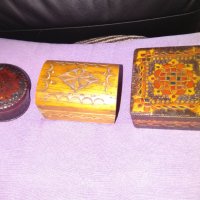 Малки дървени кутии от соца 3 броя за бижута и други, снимка 1 - Декорация за дома - 41781907