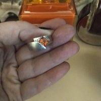 Рядък сребърен пръстен с оранжев сапфир , снимка 4 - Пръстени - 41808450
