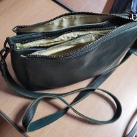 масленозелена чанта ЕСТЕСТВЕНА КОЖА с четири прегради, снимка 3 - Чанти - 42177839