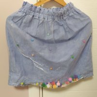Празнична синя пола с подвижни топчета, 12 год. (152см.), снимка 1 - Детски рокли и поли - 40770003