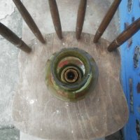 Стара газена лампа с кръгъл фитил със зелено прозрачно шише, снимка 3 - Други ценни предмети - 37030018
