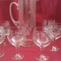 стари стъклени чаши и кана , снимка 2 - Антикварни и старинни предмети - 19070709