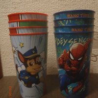 Нови детски пласмасови чаши с герои от филми на Дисни - Spiderman и PAW patrol., снимка 1 - Прибори, съдове, шишета и биберони - 41082338