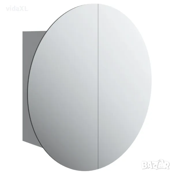 vidaXL Шкаф за баня с кръгло огледало и LED, сив, 40x40x17,5 см(SKU:345581), снимка 1