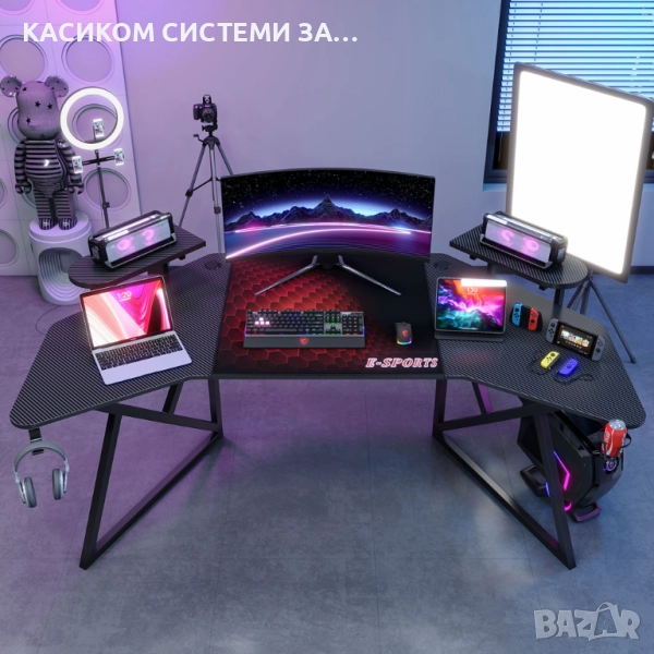 ПРОМОЦИЯ  Геймърско бюро , 5 в 1, Черен, снимка 1