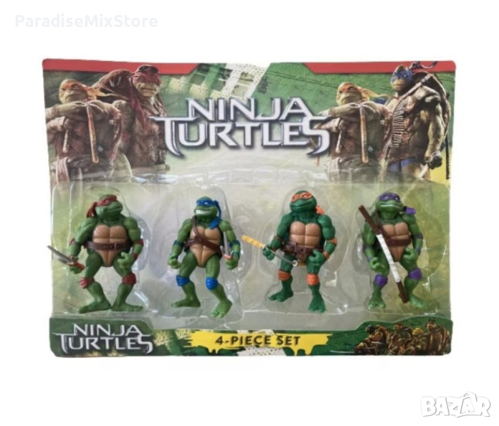 Комплект от 4 фигурки костенурки Нинджа H 10 см, снимка 1