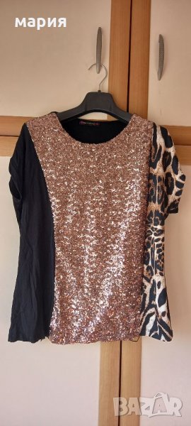 Блестяща тениска с животински принт, снимка 1