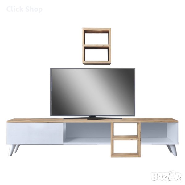 ТВ комплект цвят орех-бял, снимка 1