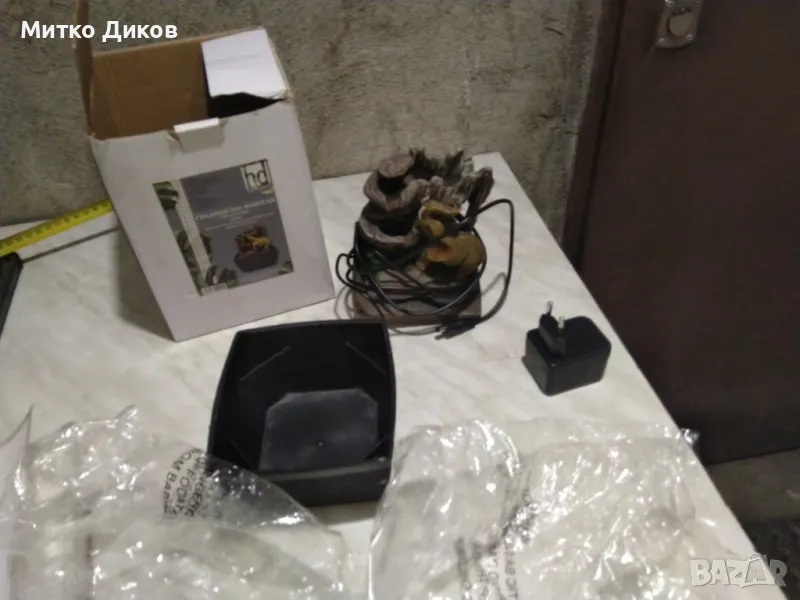 Декоративен фонтан нов Home Décor, Полирезин и фибростъкло, Слонче помпа, адаптер и LED светлини., снимка 1