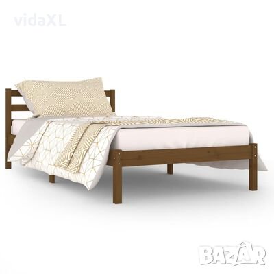 vidaXL Рамка за легло, бор масив, 100x200 см, меденокафява(SKU:810423, снимка 1