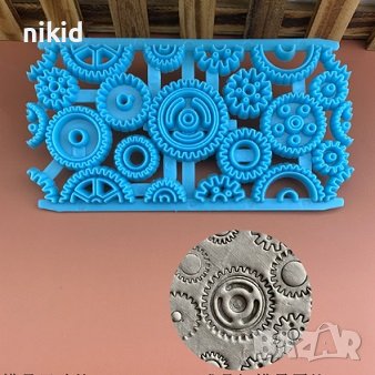 Зъбни колела печат отпечатък форма резец мрежа борд украса декор на торти фондан борд, снимка 1