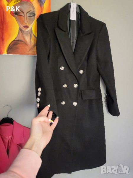 Елегантно черно палто, снимка 1