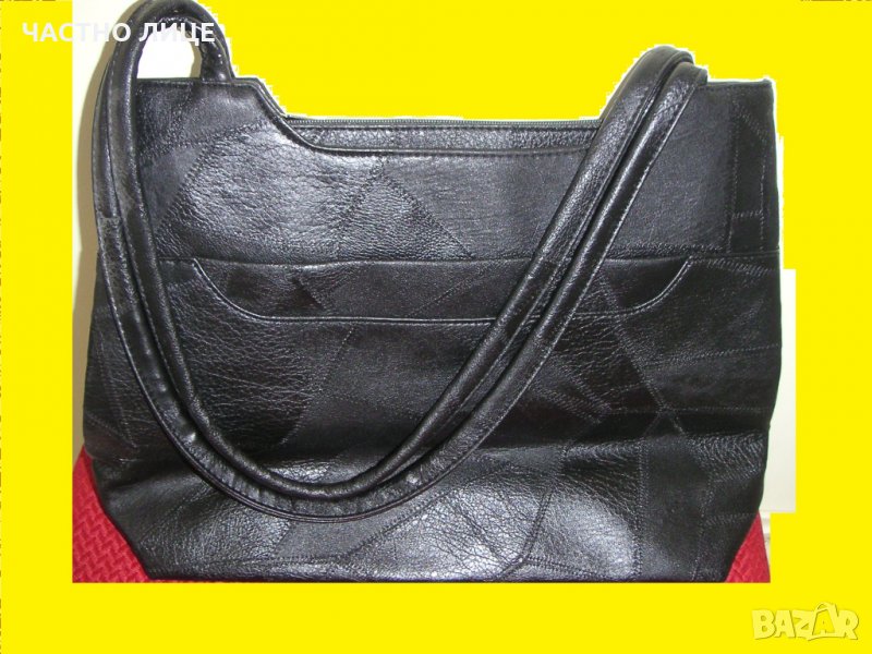 Нова Кожена чанта Дамска чанта Черна чанта Отличен подарък, снимка 1