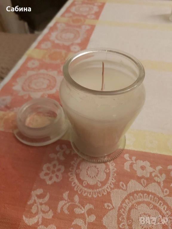 Ароматна, ванилиева свещ в голям стъклен буркан, дълготрайна. Подходяща за двойки, за младоженци., снимка 1