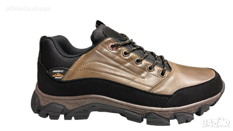 Мъжки кожени спортни обувки в кафяво-Промоция, снимка 1