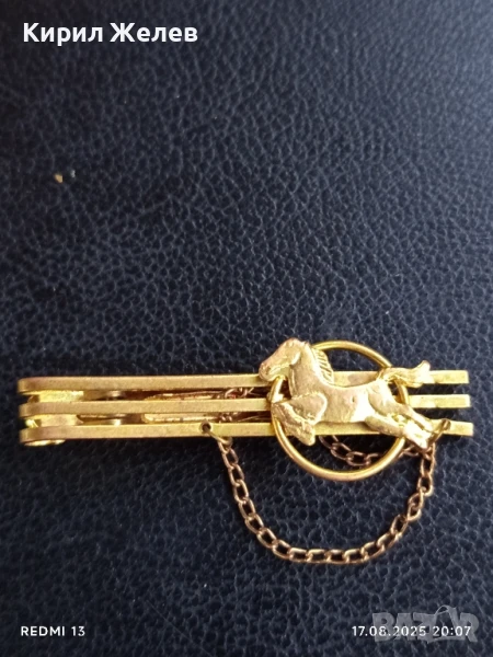 Позлатена стилна щипка за вратовръзка ретро стил 30850, снимка 1