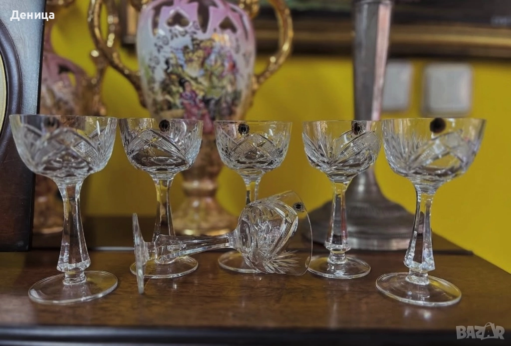 Сливенски кристални чаши “Зорница” 6 броя-90 мл пълни Наличен етикет Цена-120 лв/61.36€, снимка 1