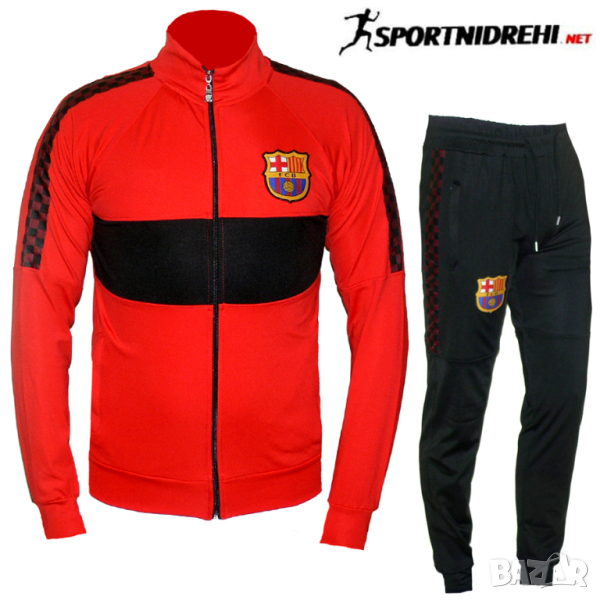 Мъжки футболен екип FC BARCELONA, червено и черно, полиестер, снимка 1