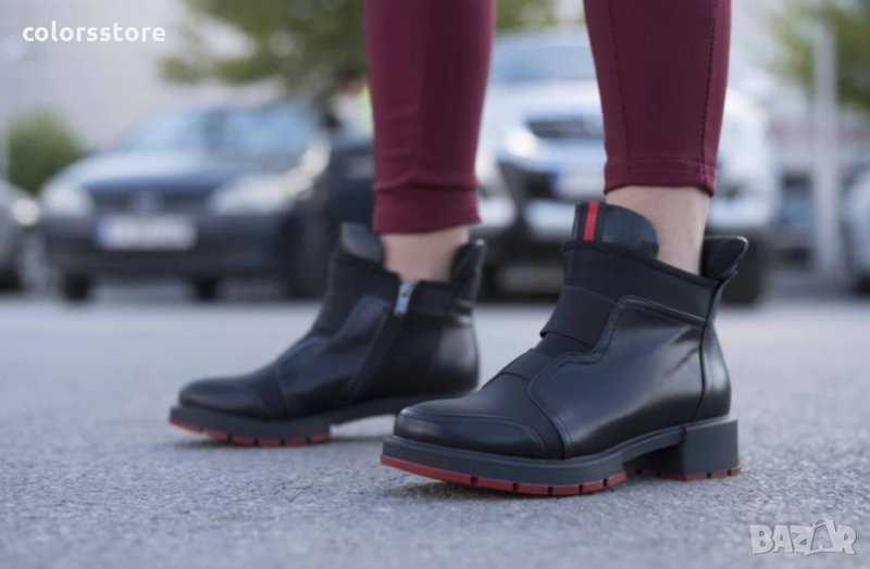 Равни боти - черна кожа - 2317-R232, снимка 1