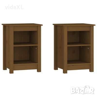 vidaXL Нощни шкафчета, 2 бр, меденокафяви, 40x35x55 см, бор масив(SKU:820963, снимка 1