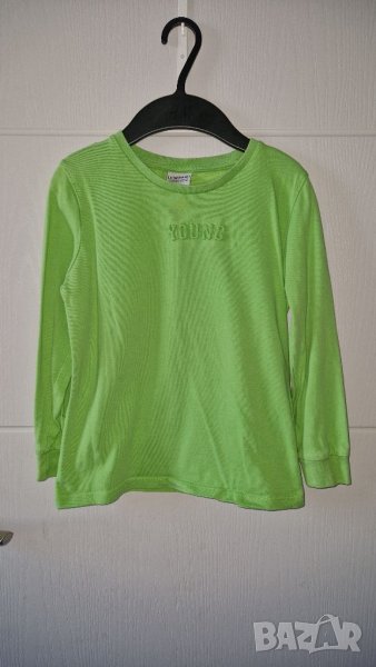6-7г 122см Блуза с дълъг ръкав памук зелена без следи от употреба, снимка 1