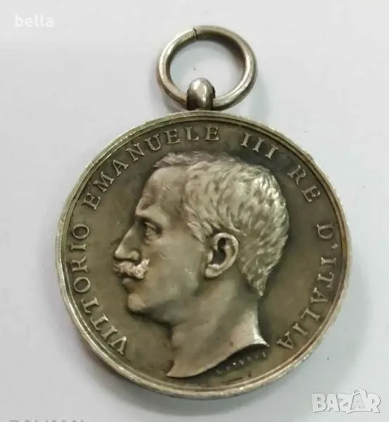 Рядък сребърен възпоменателен медал Vittorio Emanuele lll re d'Italia , снимка 1