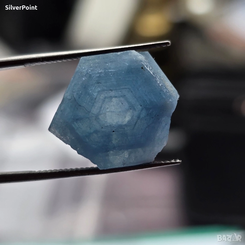 Аквамарин с много рядък зонален растеж и сертификат , снимка 1