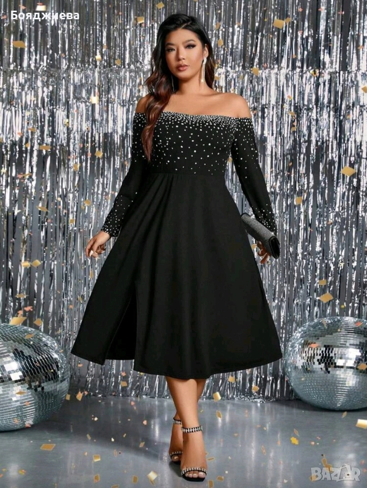 Черна рокля с цепка, ХЛ, снимка 1