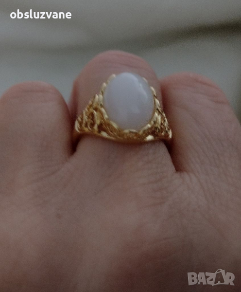 Пръстен "Винтидж" с бял изумруд, снимка 1