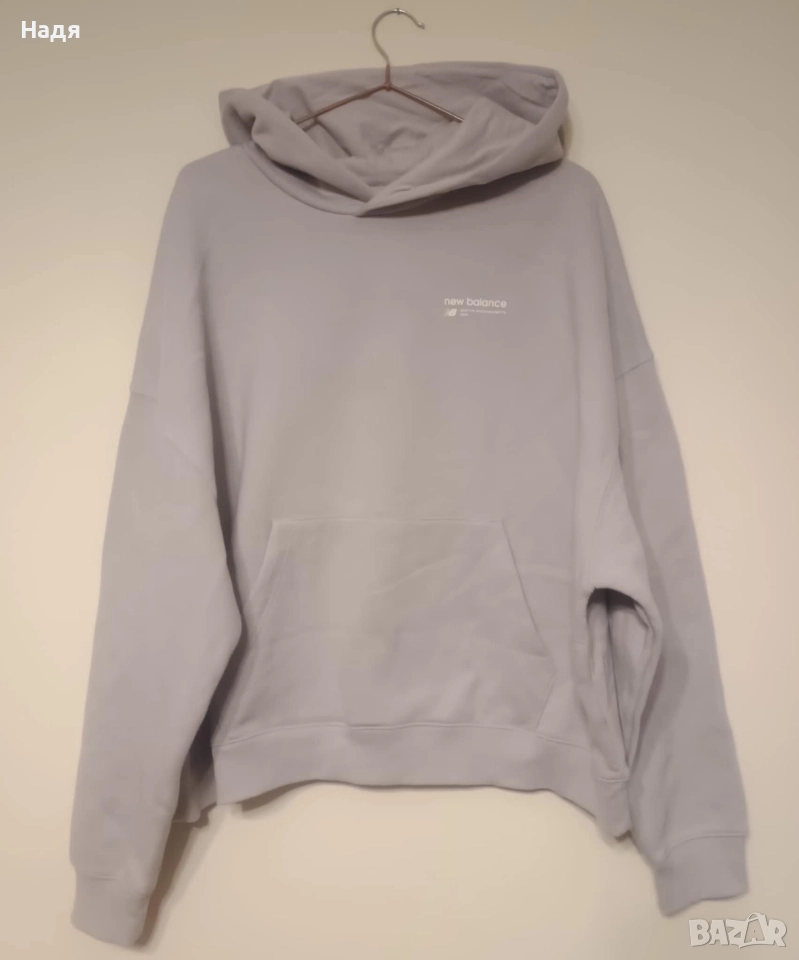 Оригинален Дамски ватиран суичър New Balance Linear Heritage Brushed Back Fleece Hoodie, снимка 1