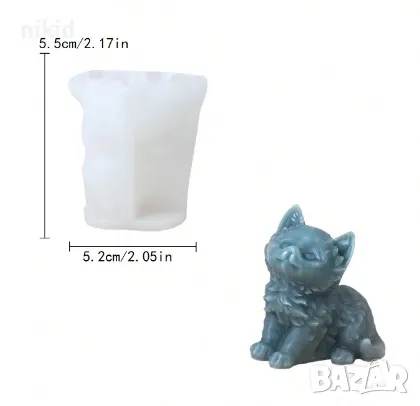 3D Малко Коте котка лисиче силиконов молд форма фондан свещ гипс шоколад декор смола, снимка 1
