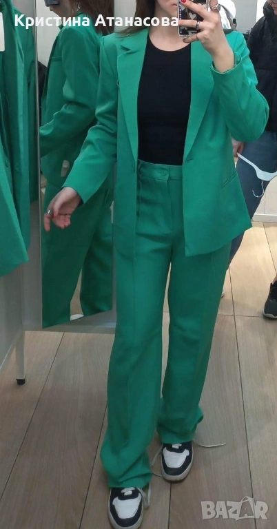 💚 Елегантен дамски зелен сет – 3 части (M–L), снимка 1