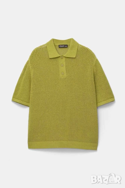 Мъжка плетена блуза с къс ръкав Pull&Bear, Зелена, XL, снимка 1