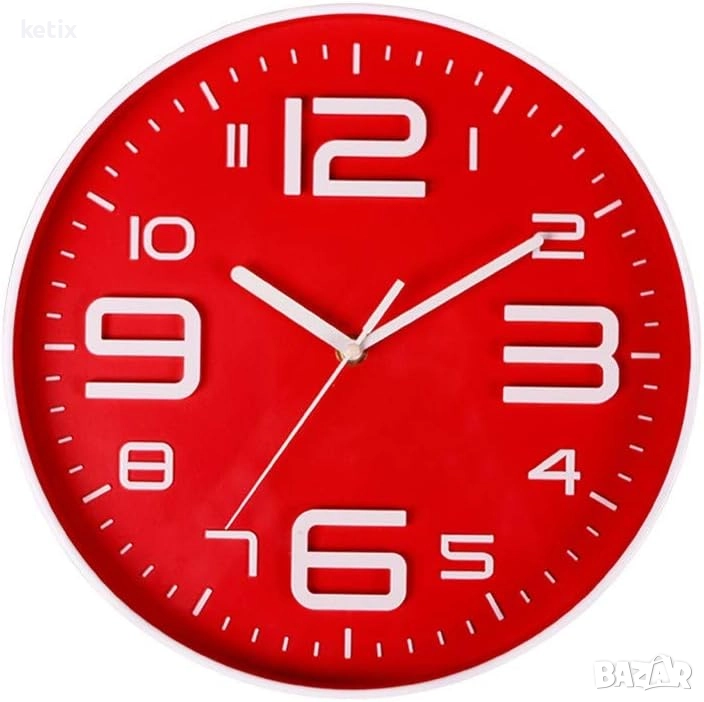 Стенен часовник,30см,червен, снимка 1