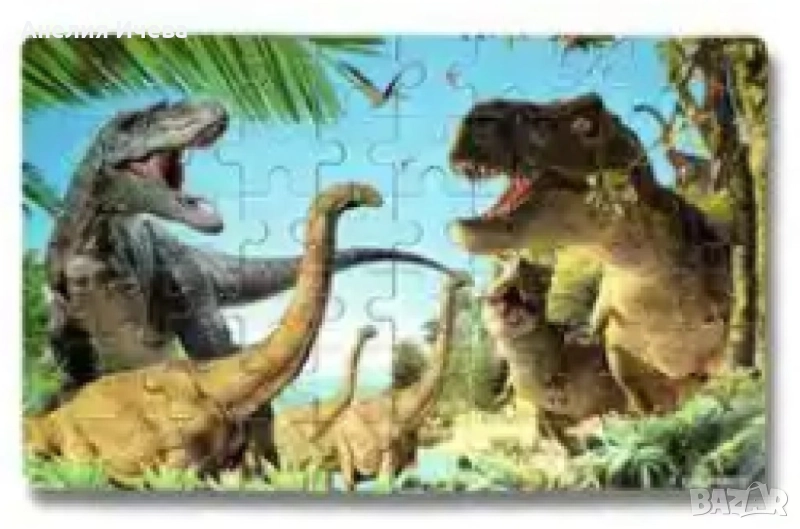 Пъзел с динозаври – 100 части / Цели 100 части; Реалистична картина, снимка 1