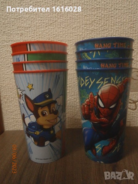 Нови детски пласмасови чаши с герои от филми на Дисни - Spiderman и PAW patrol., снимка 1