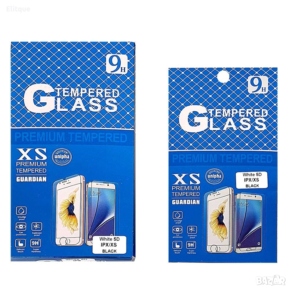 10 бр. 5D стъклен протектор Iphone XS-BLACK-SIN, снимка 1