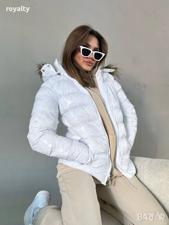 Зимно Късо Бяло Дамско Яке НА ЕДРО , снимка 1