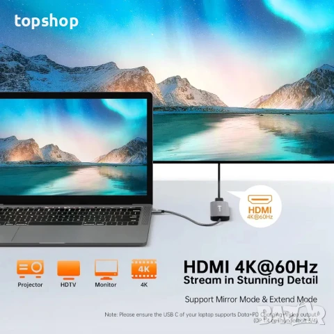 НОВ ЗАПЕЧАТАН НЕОТВАРЯН NOVOO 6 в 1 USB C хъб с USB C 3.2 10Gbps, 4K HDMI, 2 USB-A, 3.5 мм аудио..., снимка 5 - Кабели и адаптери - 50555764
