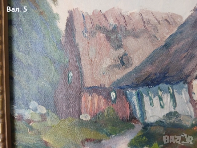 Стара авторска картина , пейзаж - платно , подписана, снимка 5 - Картини - 53464305