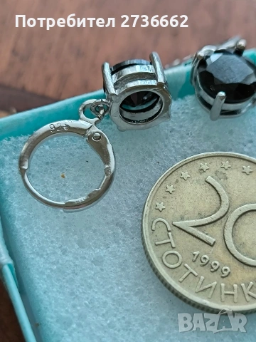 Сребърни обеци с черен цирконии , снимка 5 - Обеци - 53759429