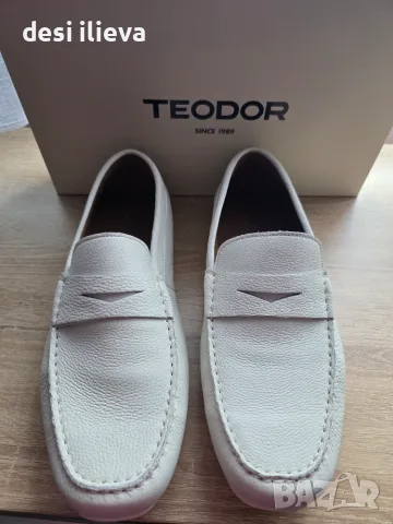 Мъжки бели мокасини естествена кожа TEODOR