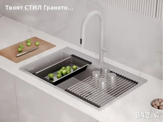 сива Кухненска Мивка от гранит Осло 80 XXL Top 780 x 500 mm
