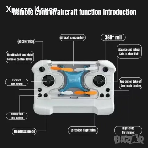 Мини дрон Квадрокоптер с дистанционно за вътре и отвън фиксирана височина, снимка 9 - Дронове и аксесоари - 47713085