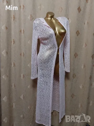 М Дълга плетена жилетка с качулка , снимка 4 - Жилетки - 47287192