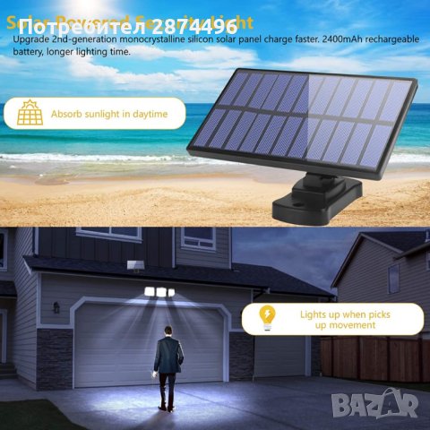 Соларна лампа с датчик за движение , снимка 5 - Соларни лампи - 41476353